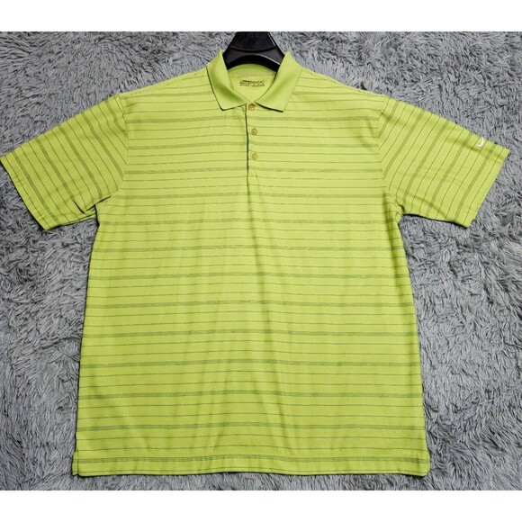 Nike Golf Fit Dry‎ Golf Polo Shirt Mens Size XL Xlarge Green Blue Striped Poly - Picture 1 of 9